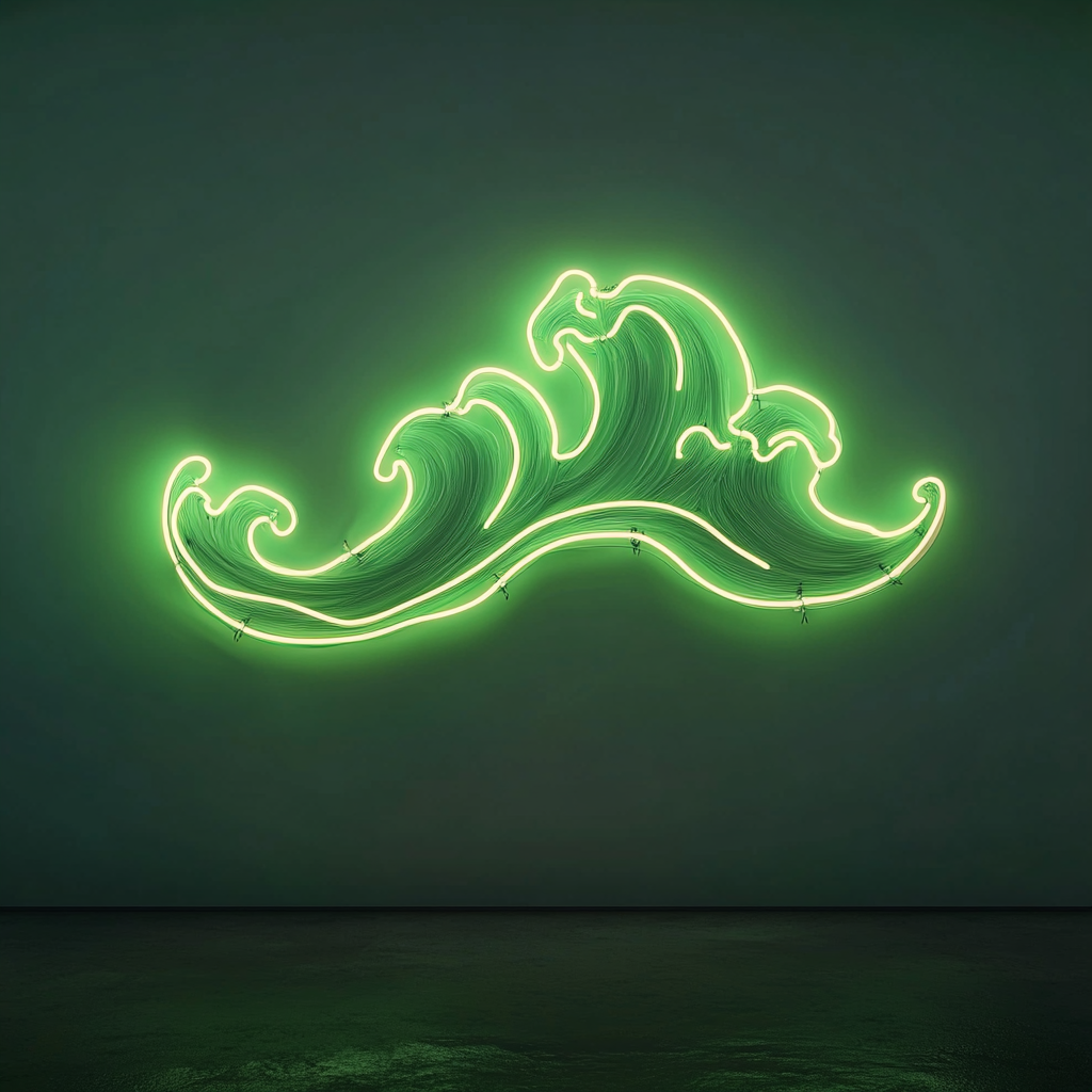 Ocean Wave - Green Neon Sign, 24 Inches