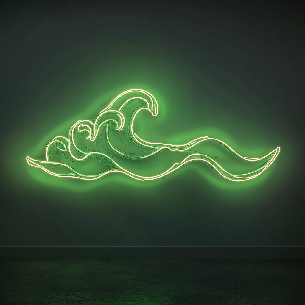Ocean Wave - Green Neon Sign, 18 Inches