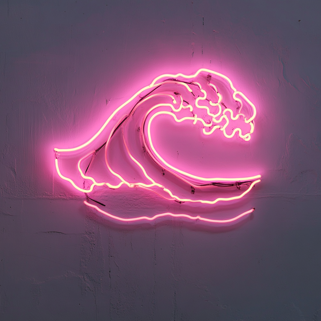 Ocean Wave - Pink Neon Sign, 24 Inches