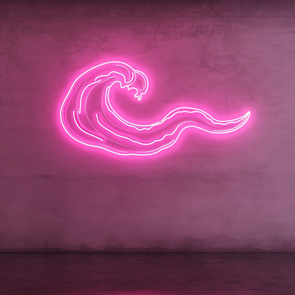 Ocean Wave - Pink Neon Sign, 18 Inches