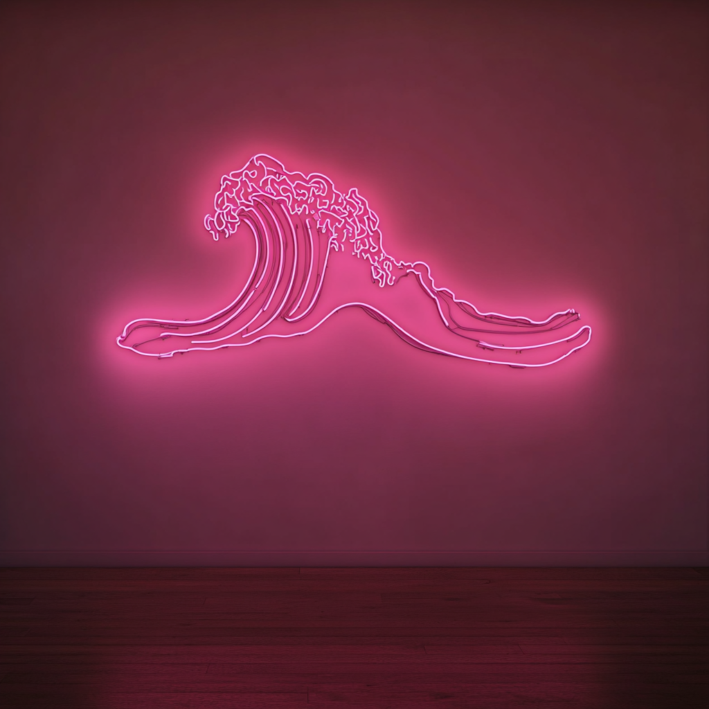 Ocean Wave - Pink Neon Sign, 24 Inches
