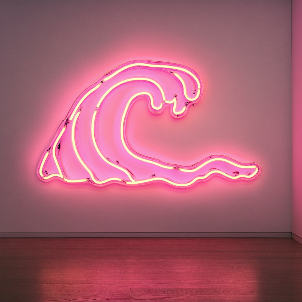 Ocean Wave - Pink Neon Sign, 24 Inches