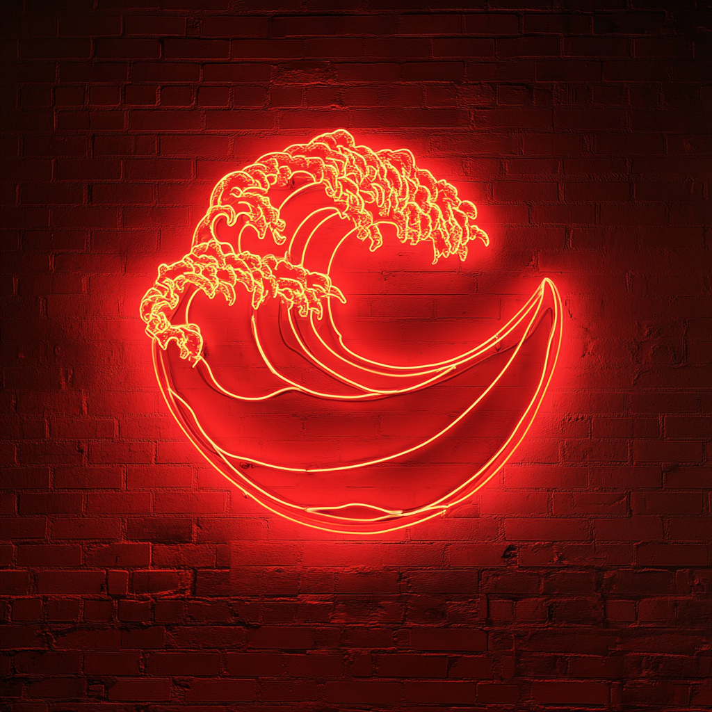Ocean Wave - Red Neon Sign, 18 Inches