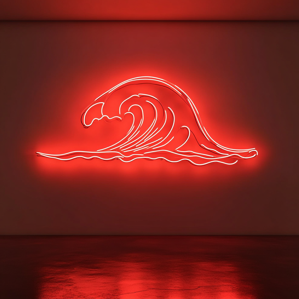 Ocean Wave - Red Neon Sign, 24 Inches