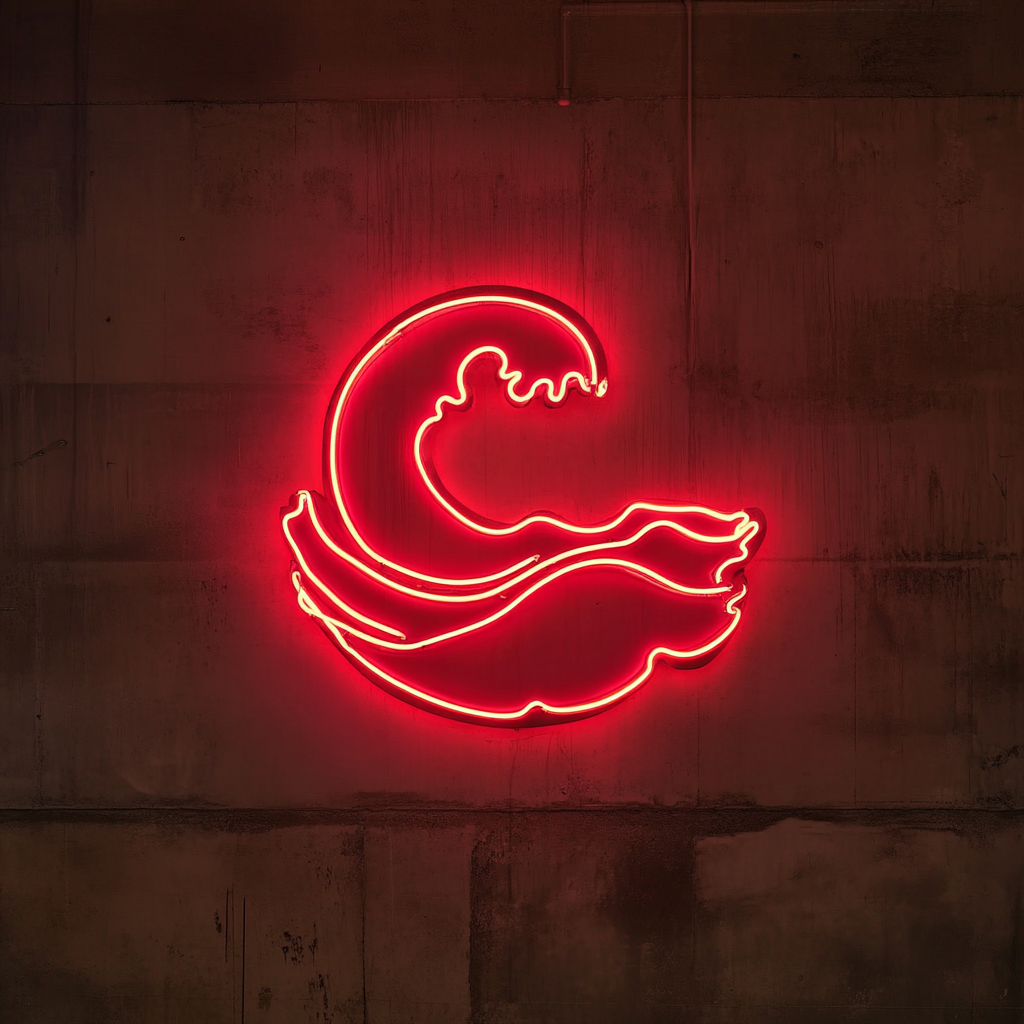 Ocean Wave - Red Neon Sign, 18 Inches