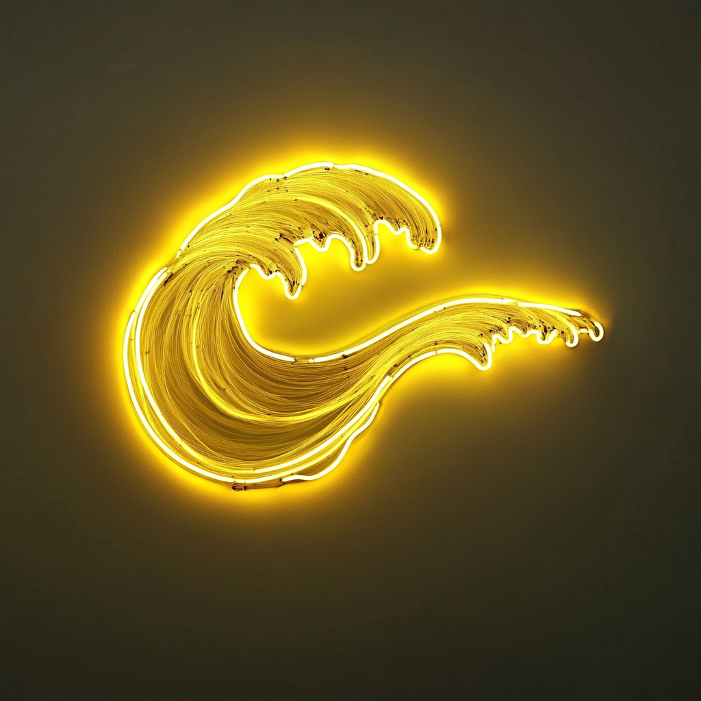 Ocean Wave - Yellow Neon Sign, 24 Inches