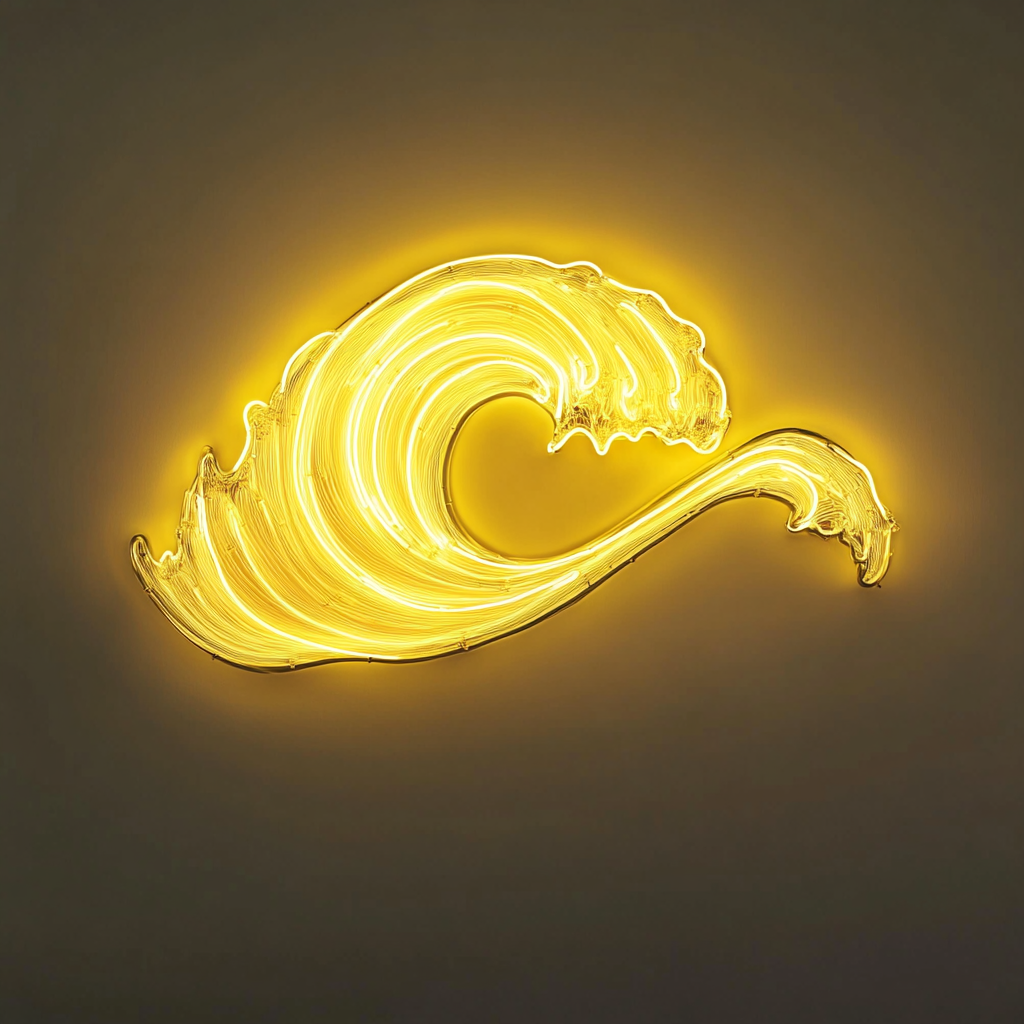 Ocean Wave - Yellow Neon Sign, 24 Inches