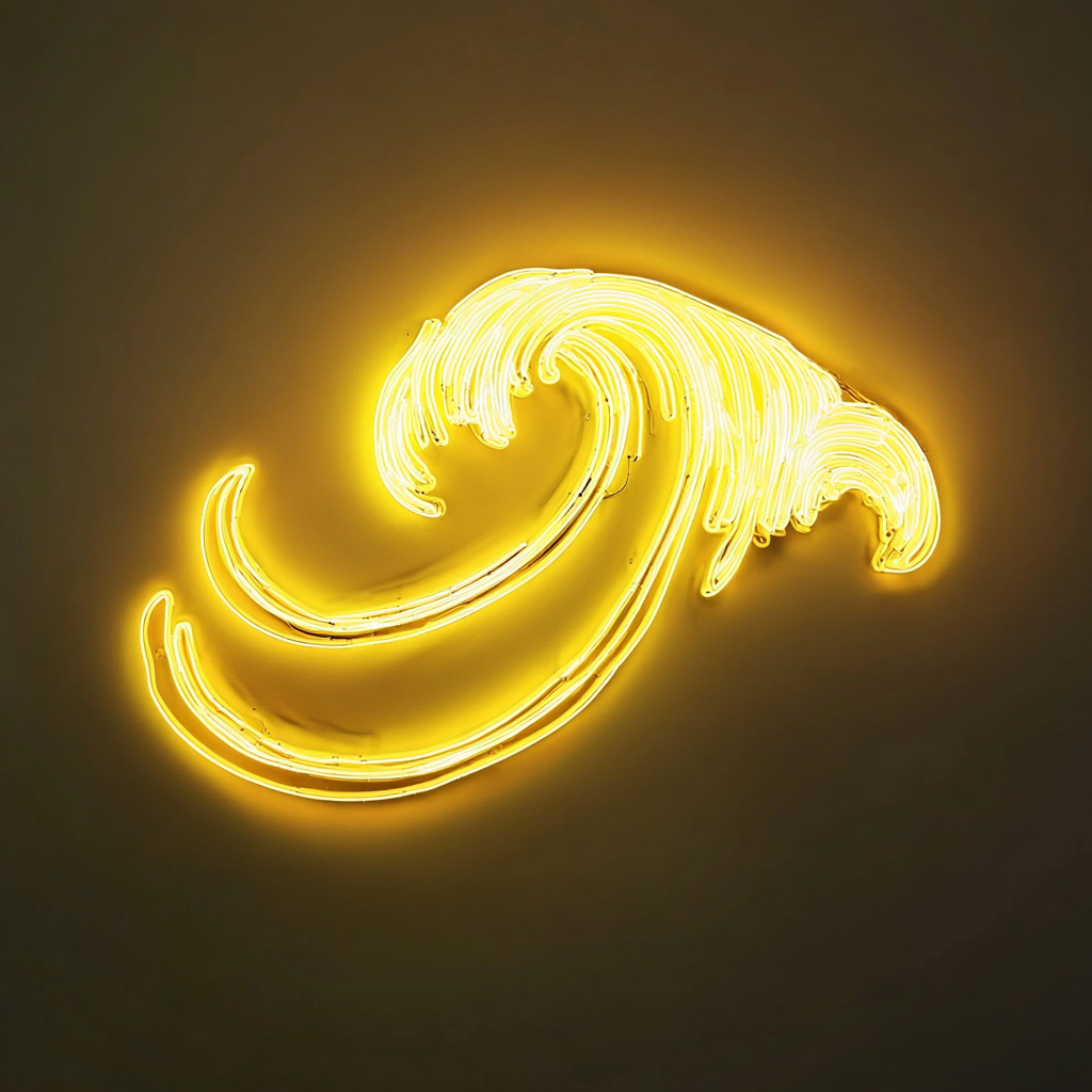 Ocean Wave - Yellow Neon Sign, 24 Inches