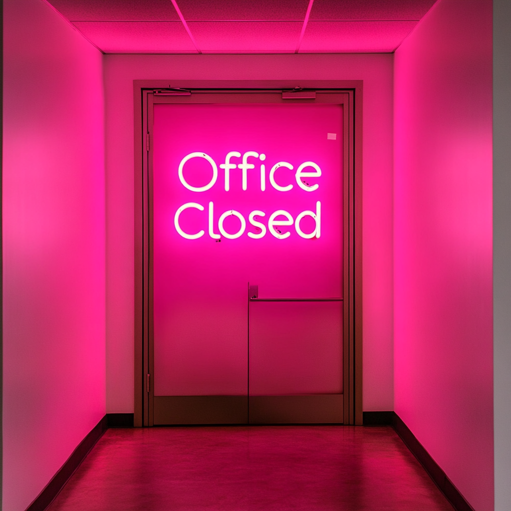 "Office Closed" - Pink Neon Sign, 24 Inches
