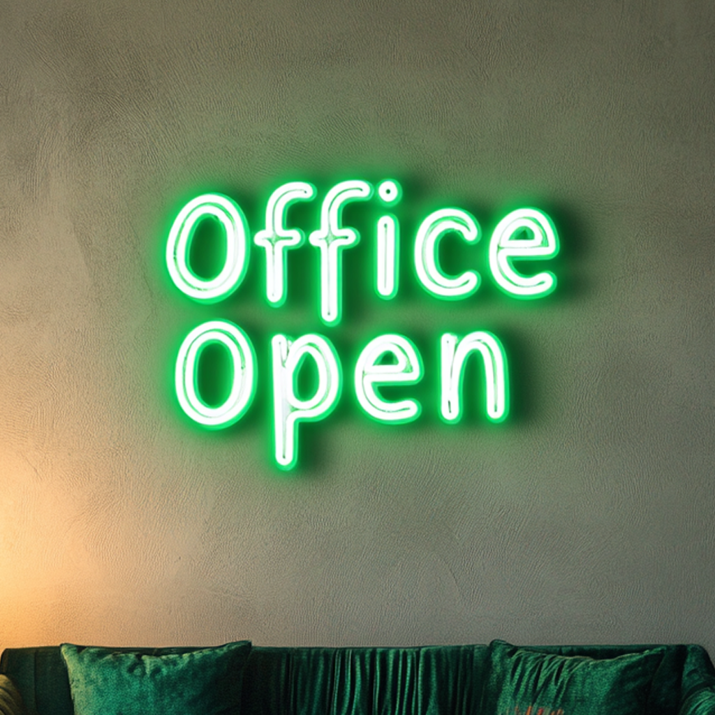 "Office Open" - Green Neon Sign, 24 Inches