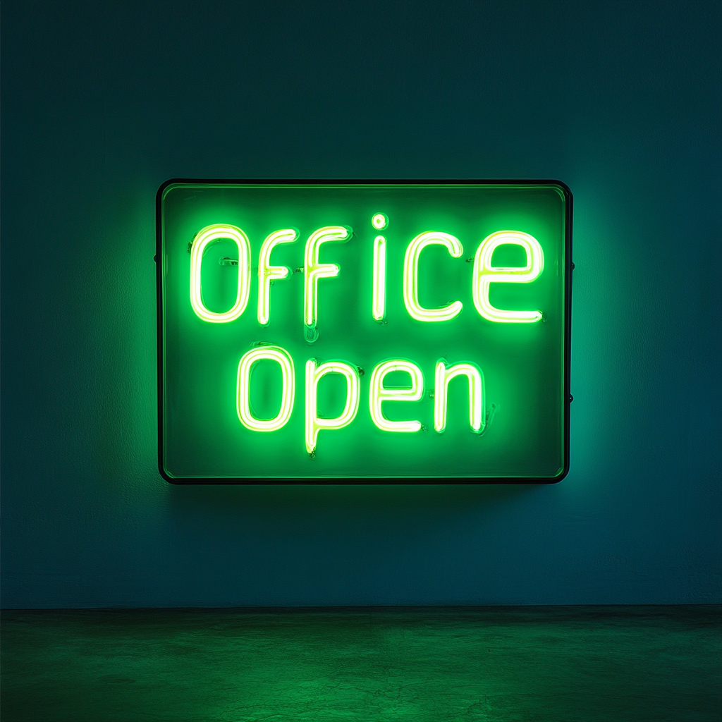 "Office Open" - Green Neon Sign, 24 Inches