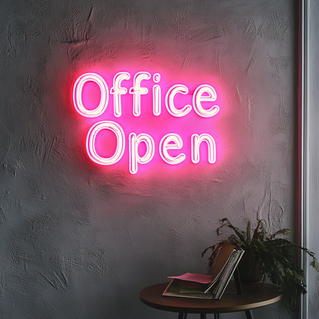 "Office Open" - Pink Neon Sign, 24 Inches