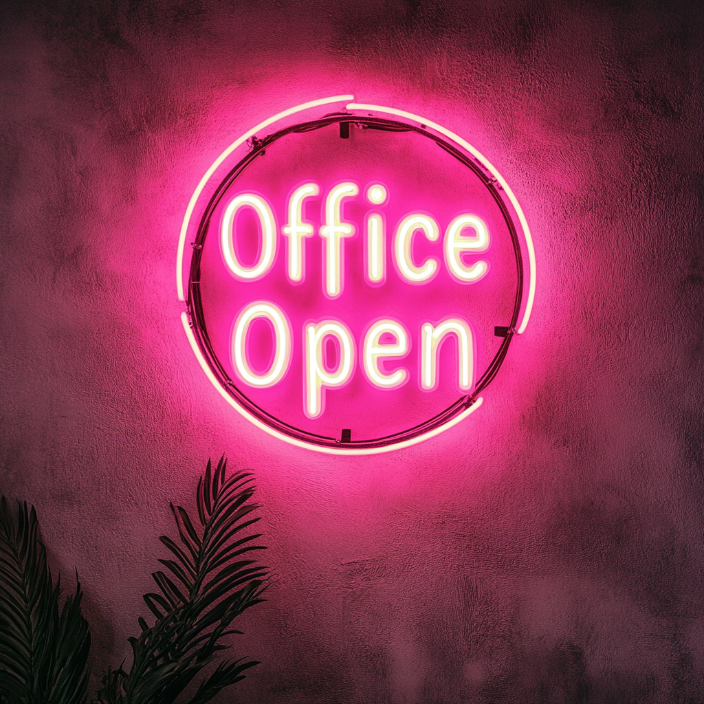 "Office Open" - Pink Neon Sign, 24 Inches