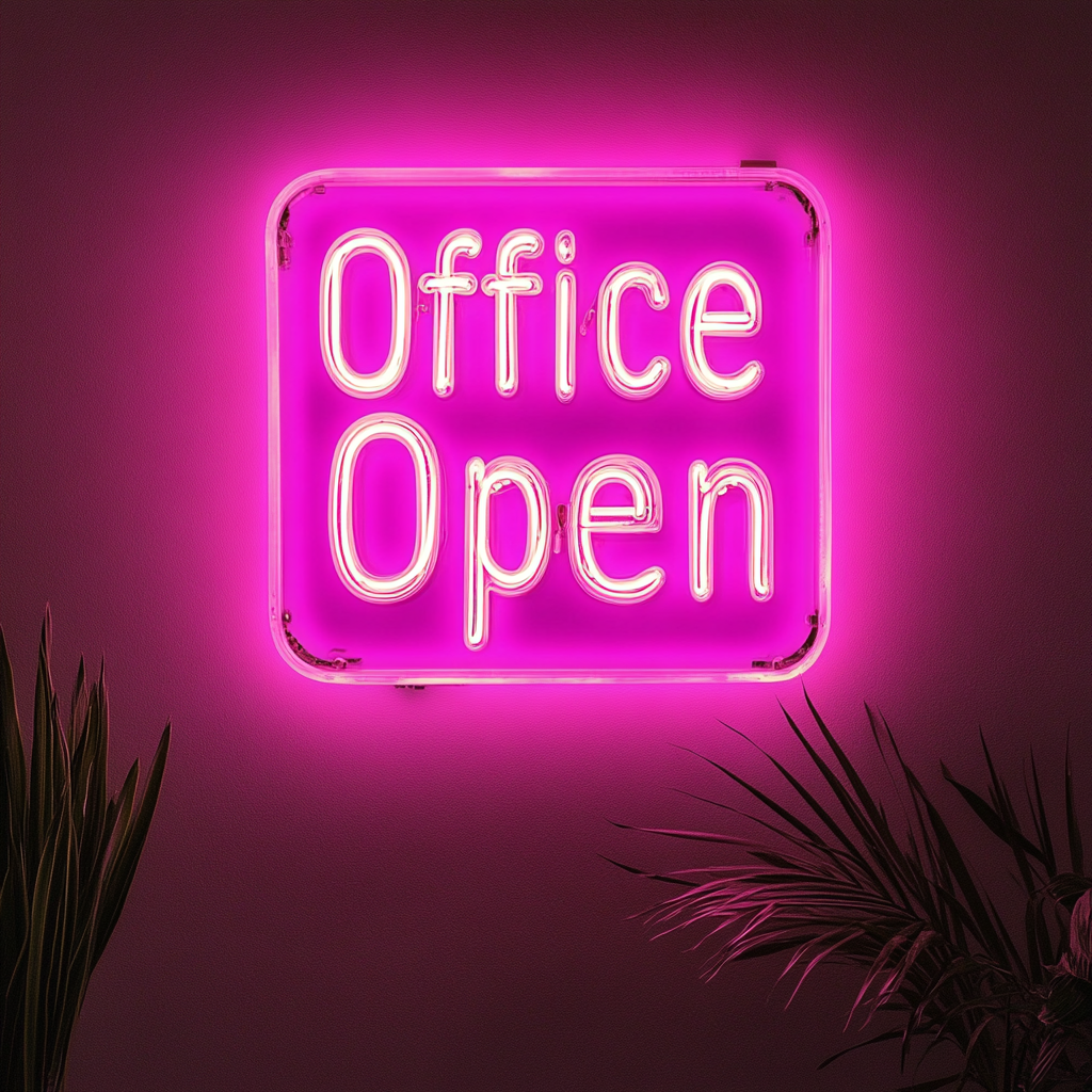 "Office Open" - Pink Neon Sign, 24 Inches