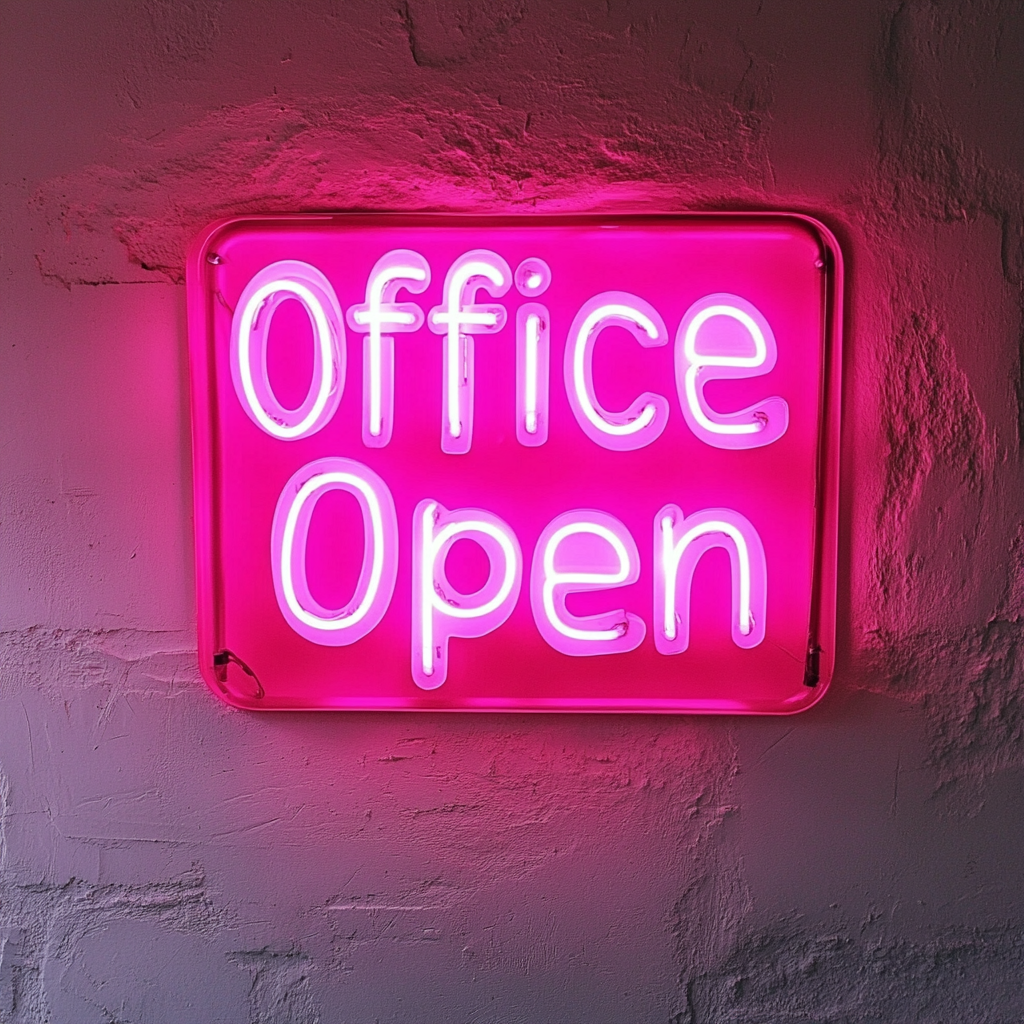 "Office Open" - Pink Neon Sign, 24 Inches