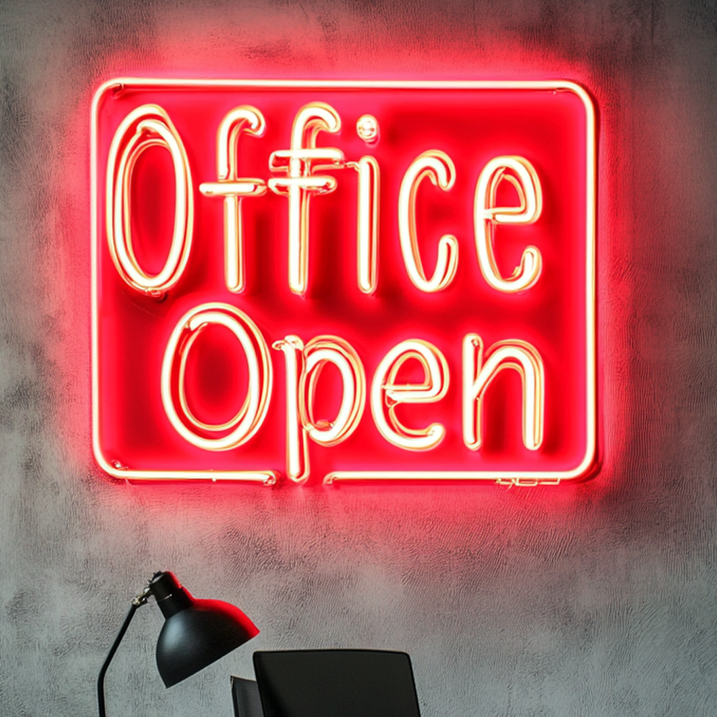 "Office Open" - Red Neon Sign, 24 Inches