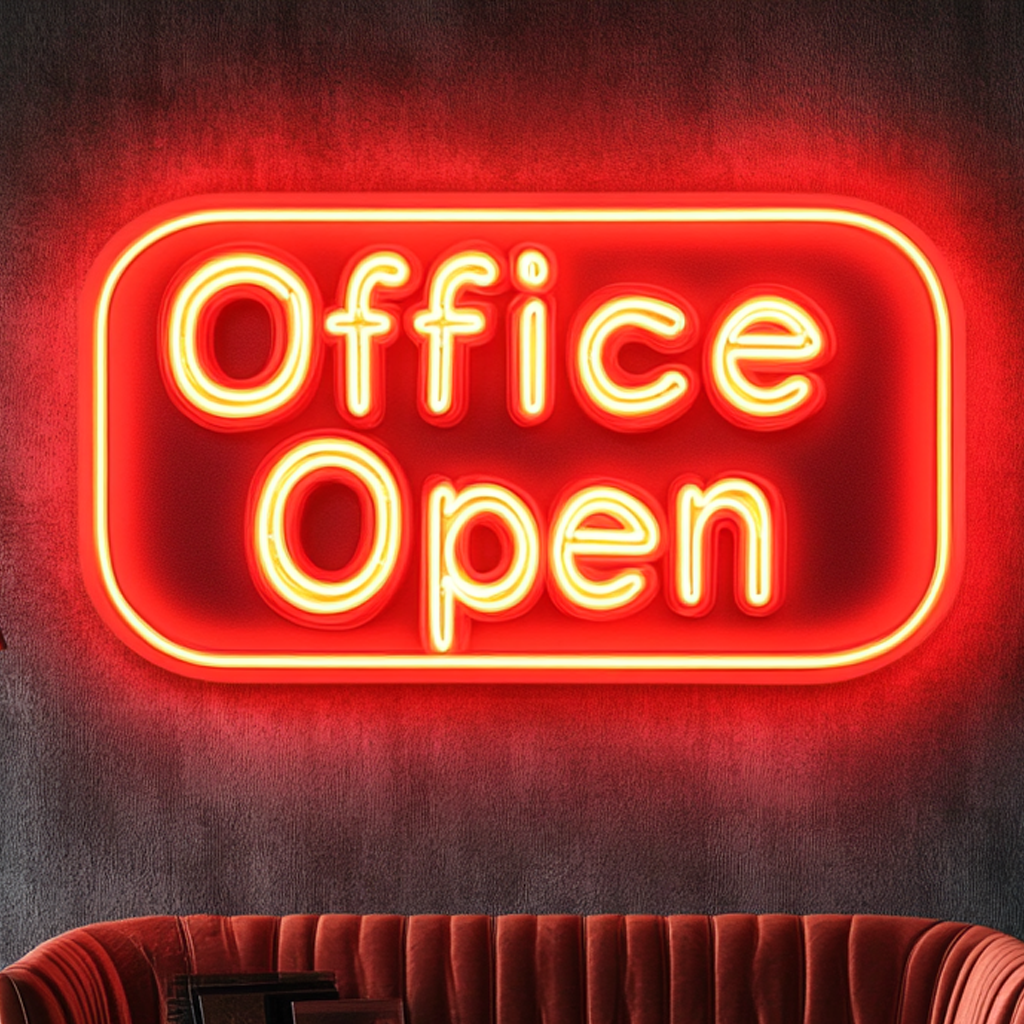 "Office Open" - Red Neon Sign, 24 Inches