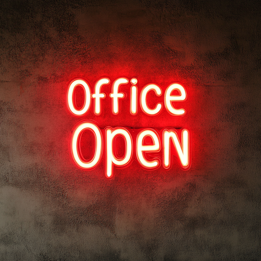 "Office Open" - Red Neon Sign, 24 Inches