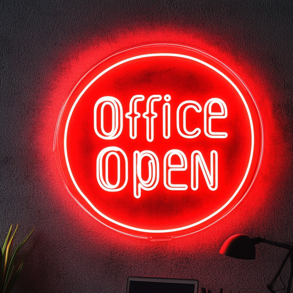"Office Open" - Red Neon Sign, 24 Inches