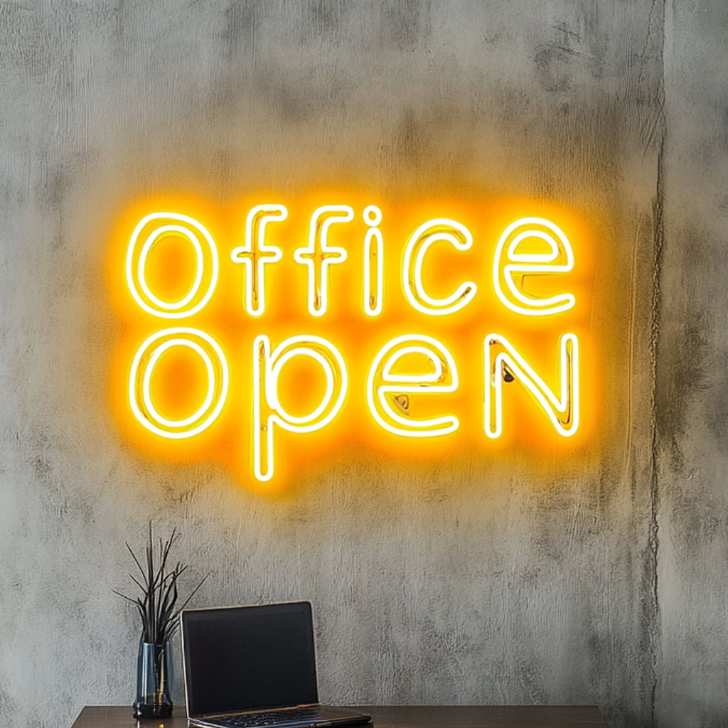 "Office Open" - Yellow Neon Sign, 18 Inches