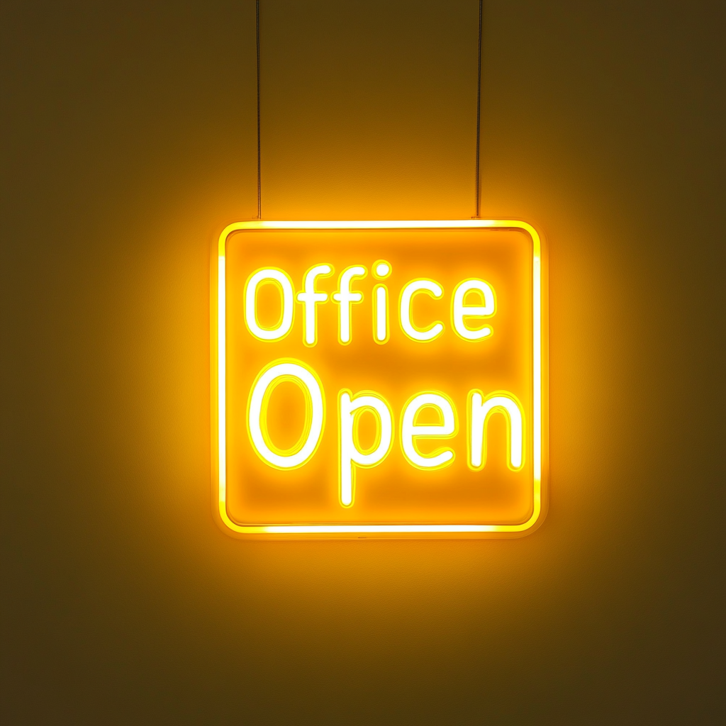 "Office Open" - Yellow Neon Sign, 24 Inches