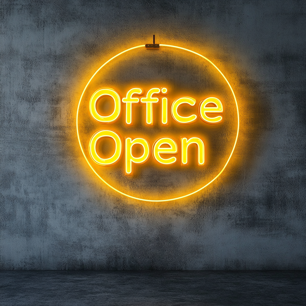 "Office Open" - Yellow Neon Sign, 24 Inches