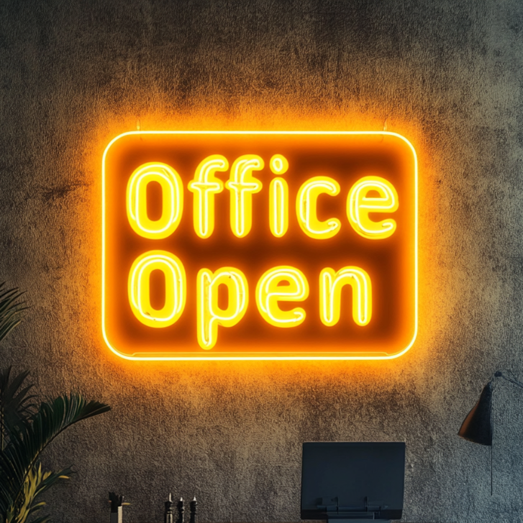 "Office Open" - Yellow Neon Sign, 24 Inches