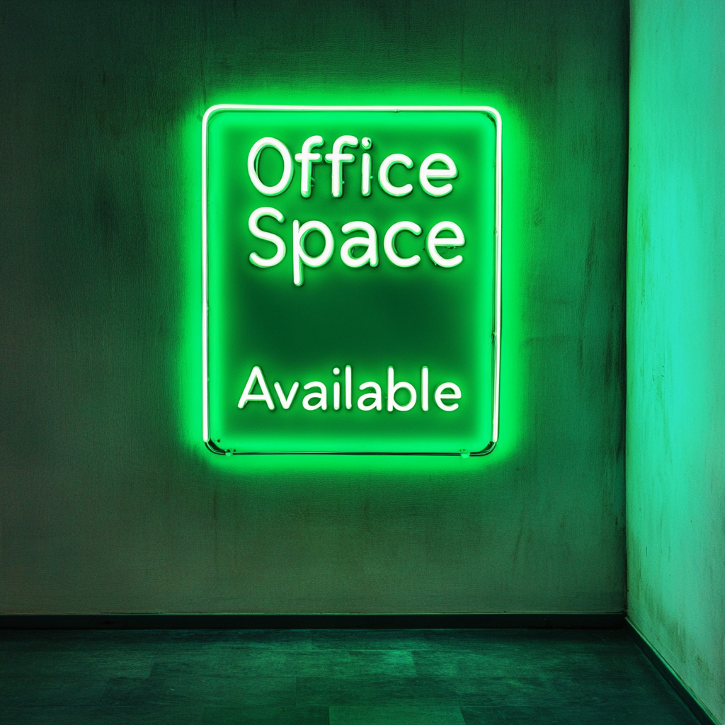 "Office Space Available" - Green Neon Sign, 18 Inches