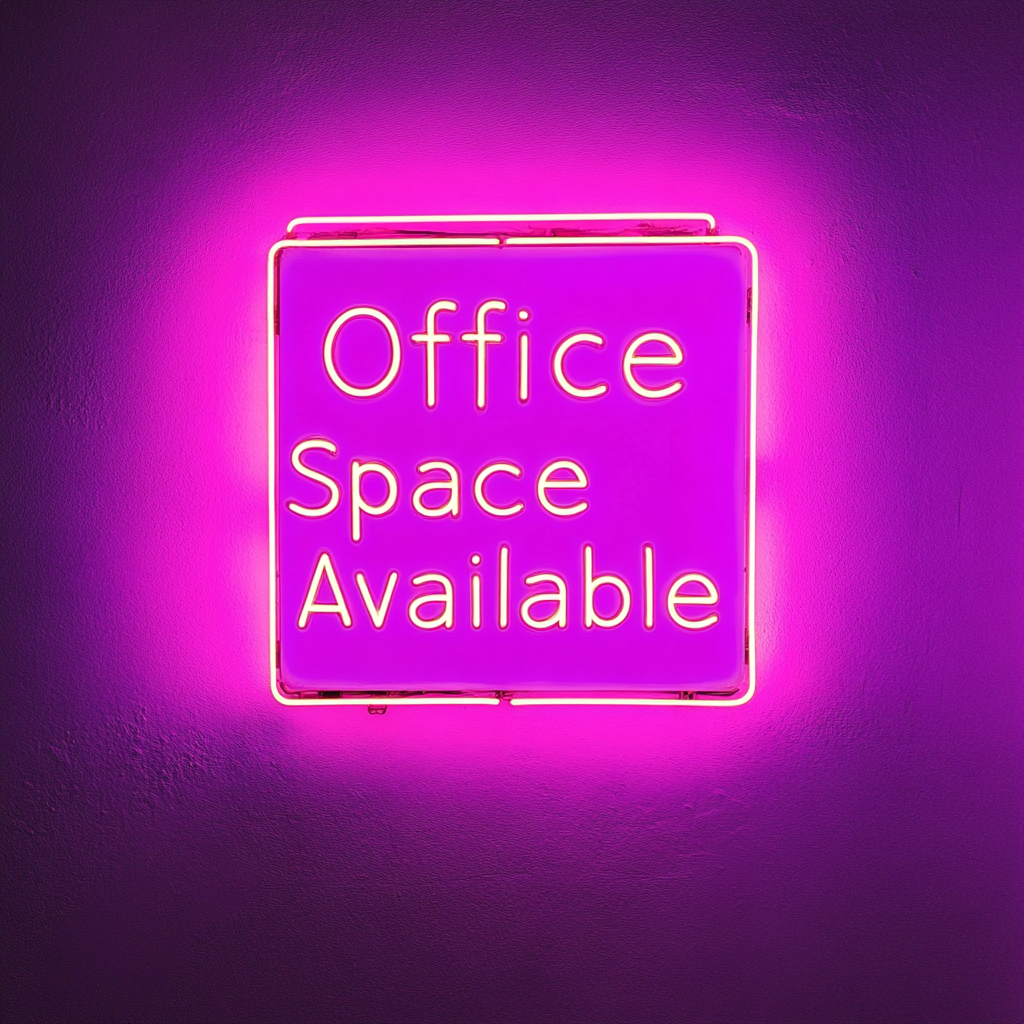 "Office Space Available" - Pink Neon Sign, 18 Inches