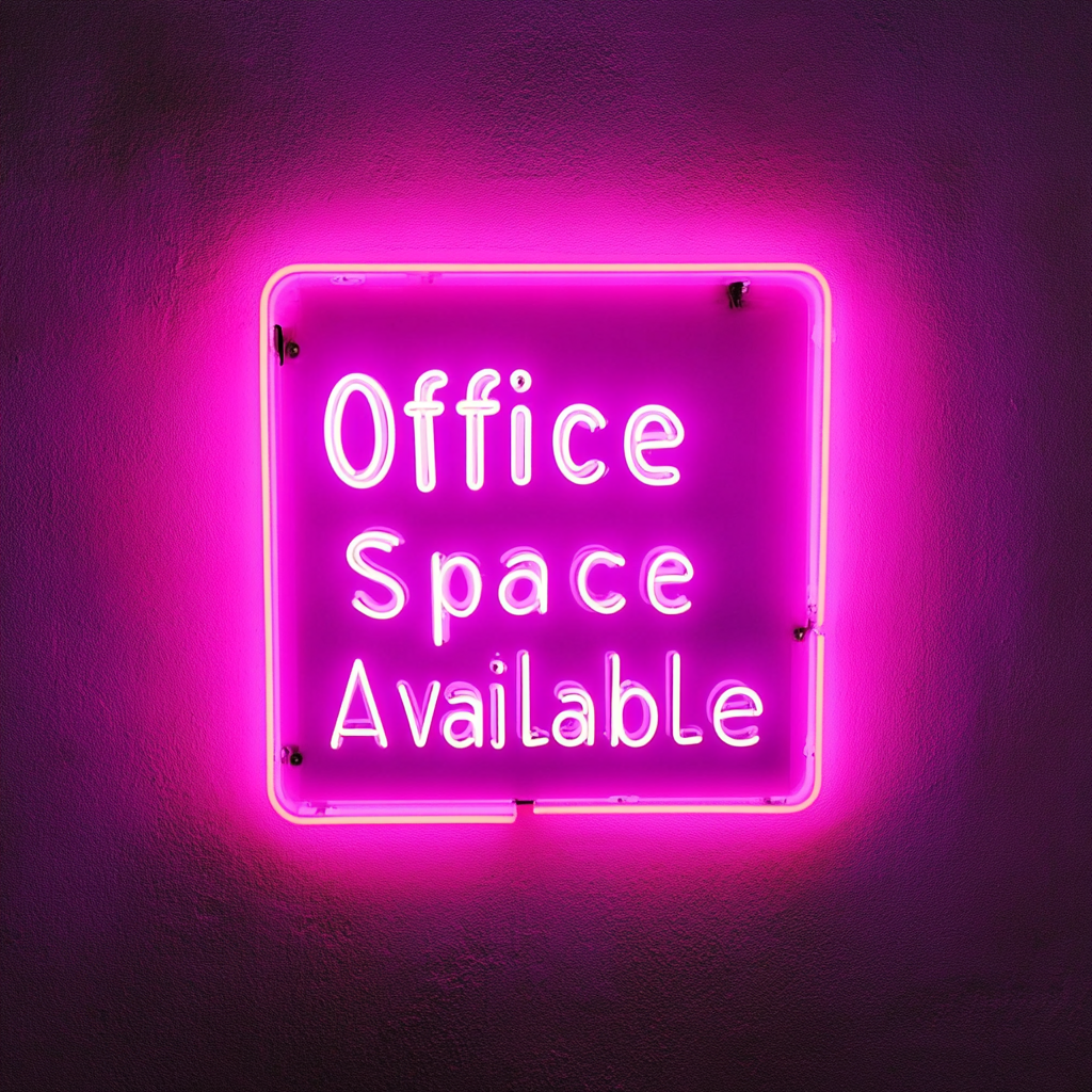 "Office Space Available" - Pink Neon Sign, 18 Inches