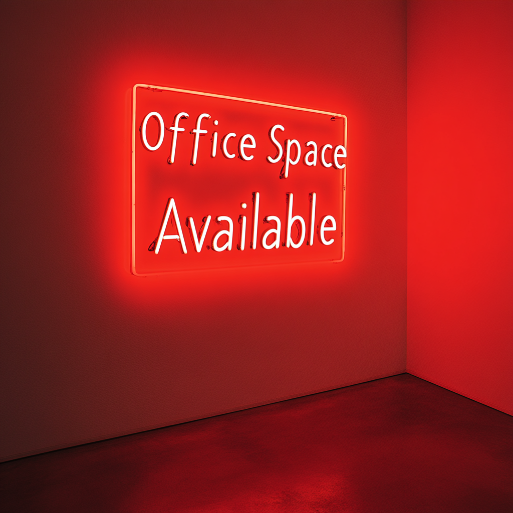 "Office Space Available" - Red Neon Sign, 18 Inches