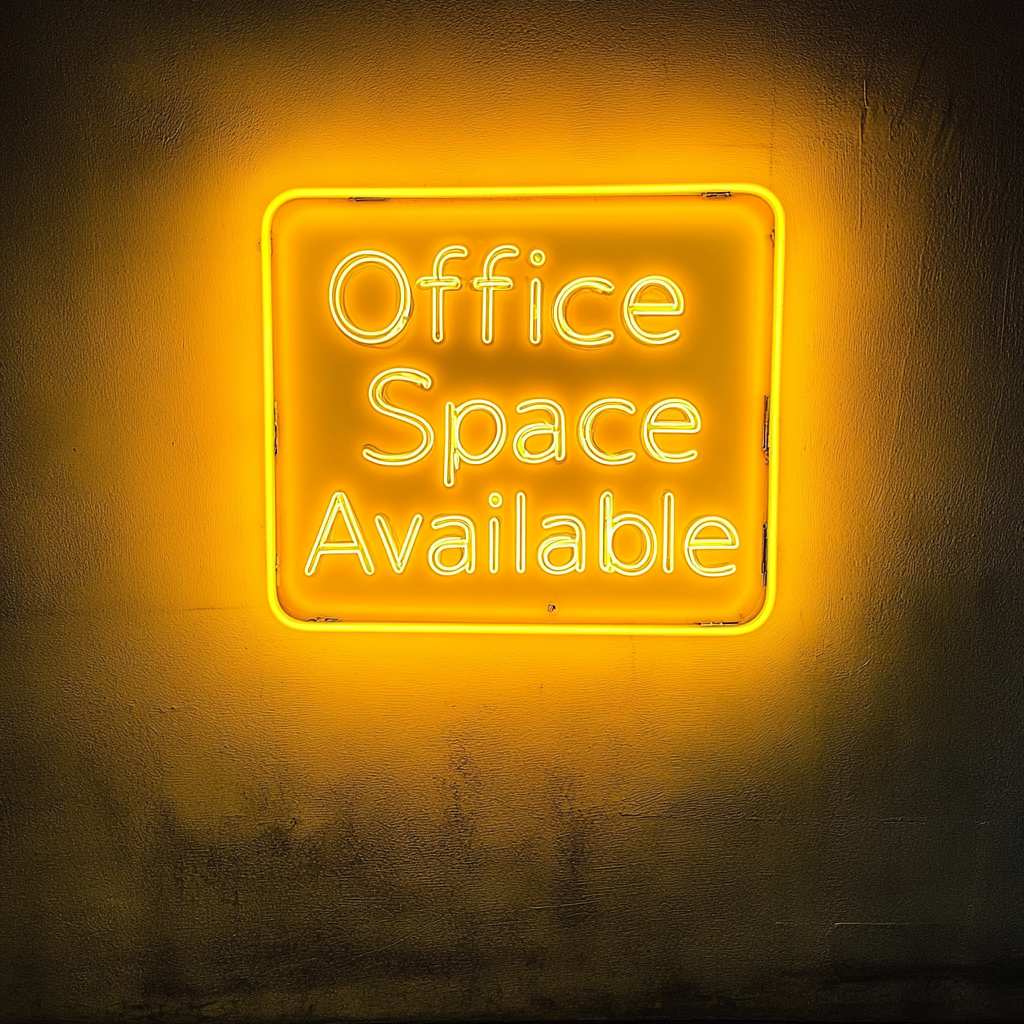 "Office Space Available" - Yellow Neon Sign, 24 Inches
