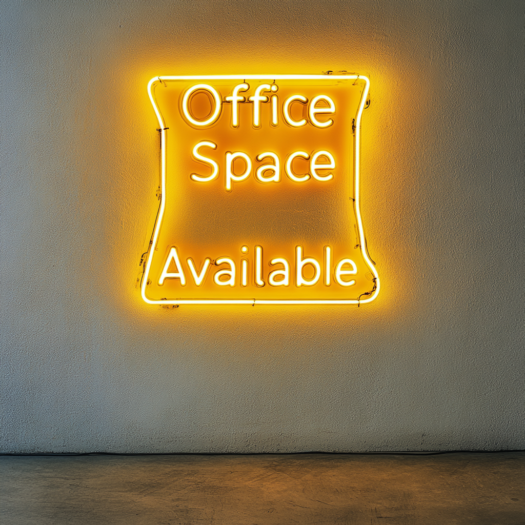 "Office Space Available" - Yellow Neon Sign, 24 Inches
