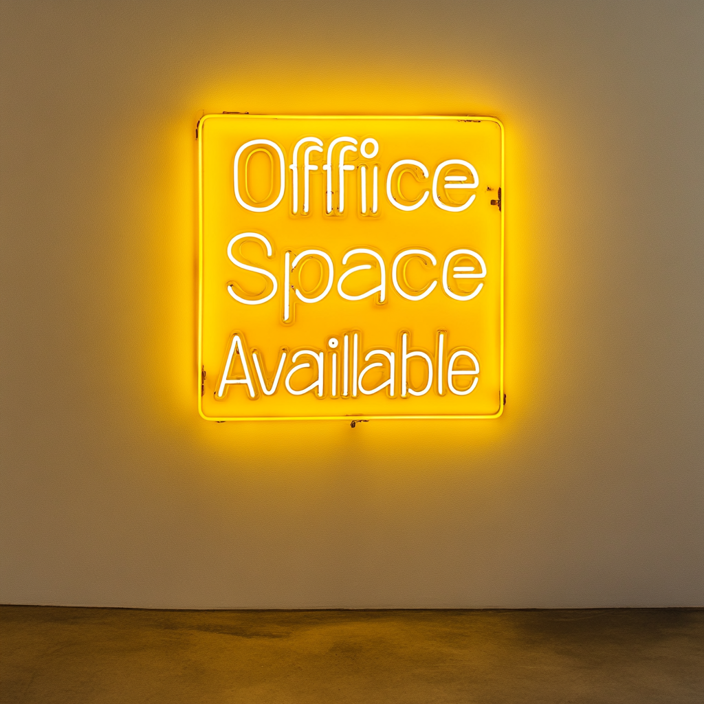 "Office Space Available" - Yellow Neon Sign, 24 Inches