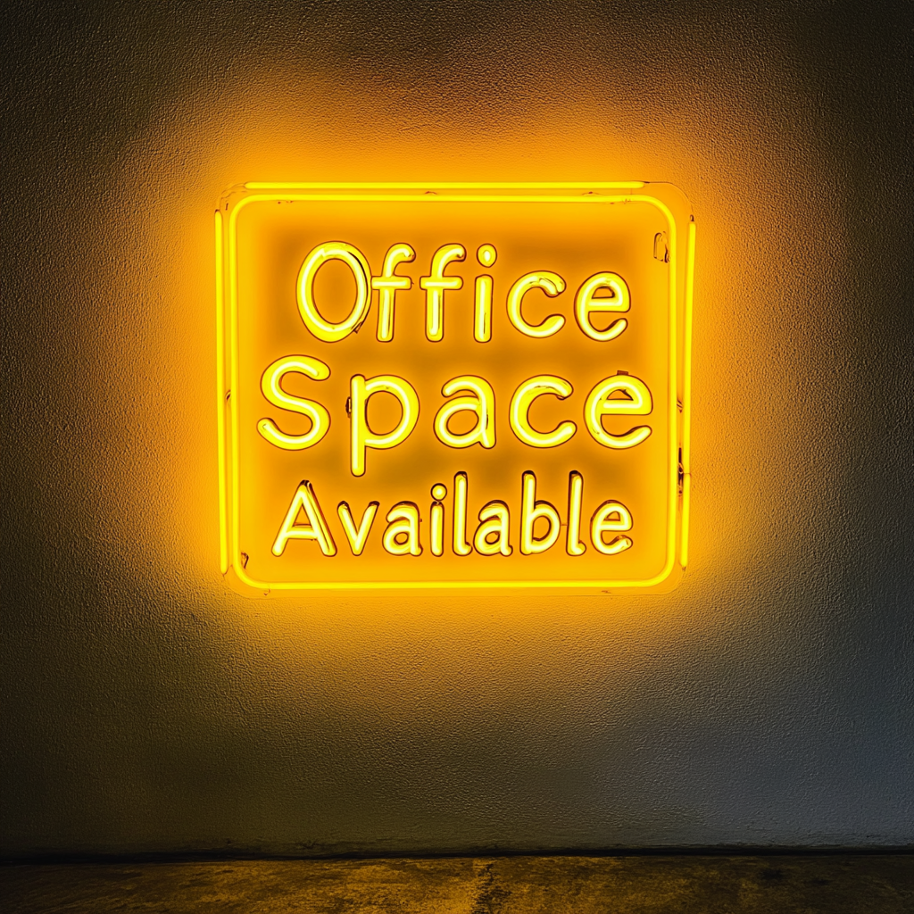 "Office Space Available" - Yellow Neon Sign, 24 Inches