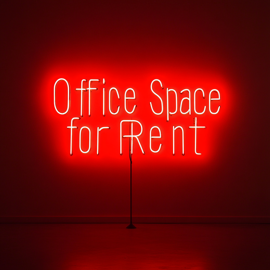 "Office Space for Rent" - Red Neon Sign, 24 Inches
