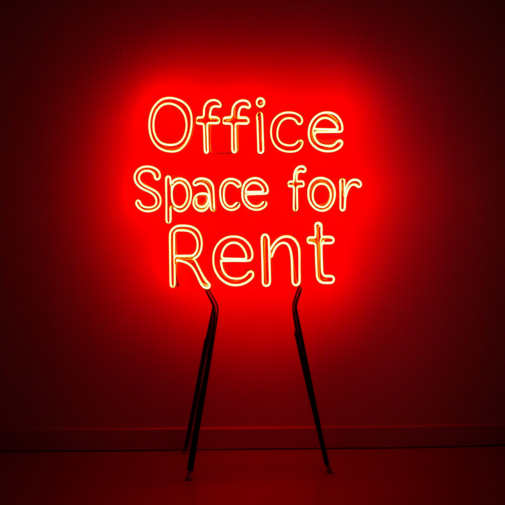 "Office Space for Rent" - Red Neon Sign, 24 Inches