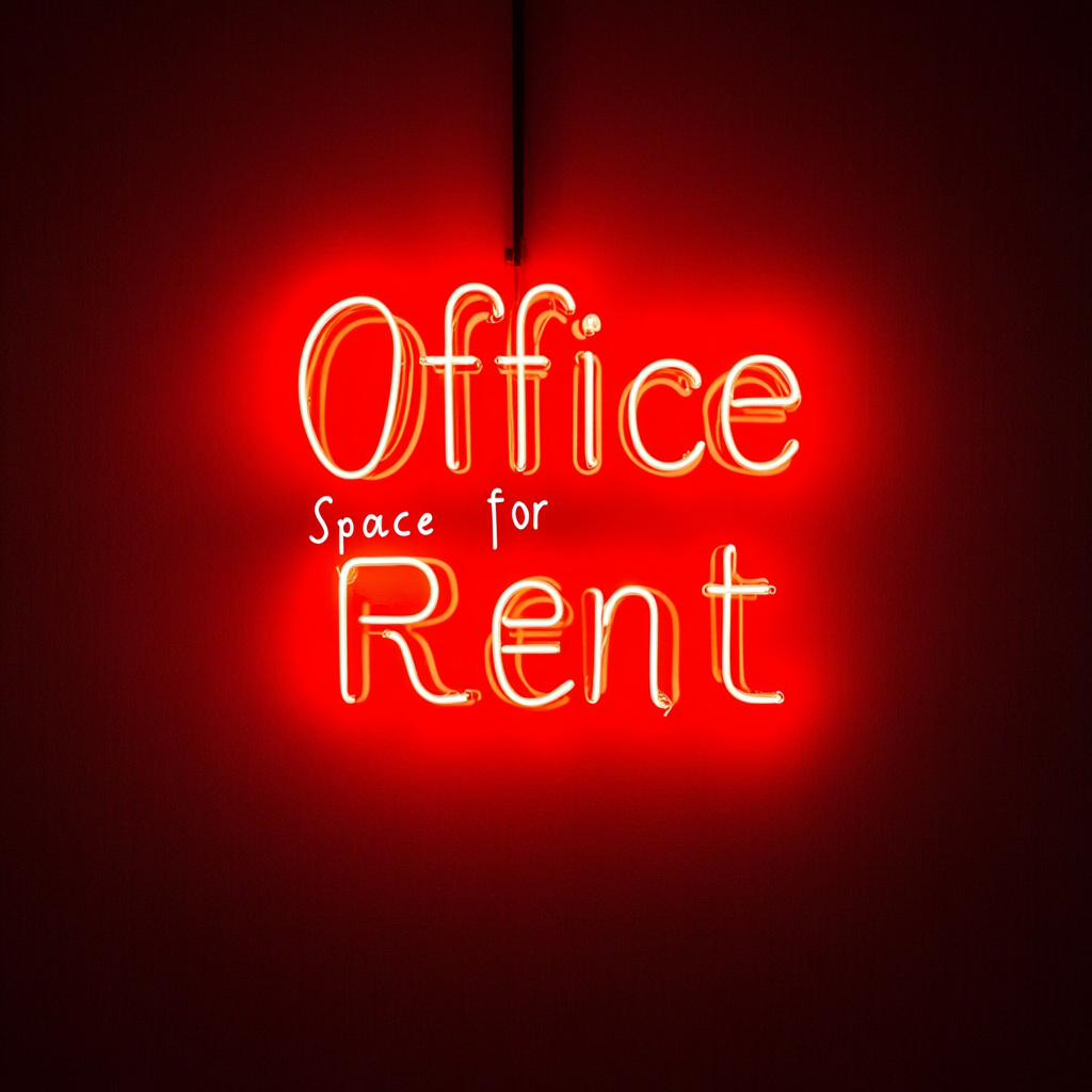 "Office Space for Rent" - Red Neon Sign, 24 Inches