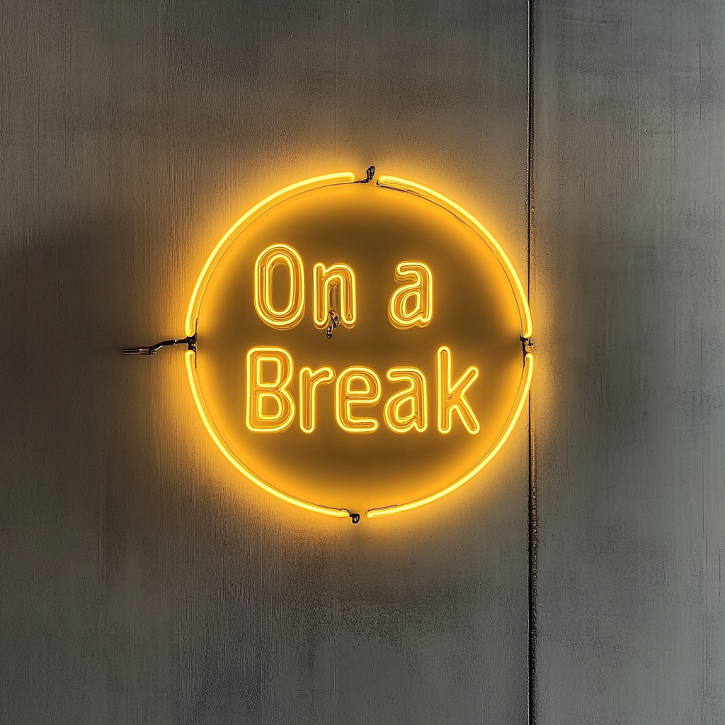 "On a Break" - Yellow Neon Sign, 24 Inches