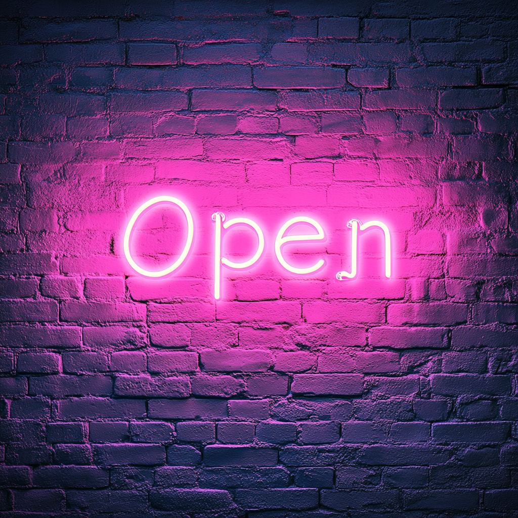 Open - Pink Neon Sign, 24 Inches
