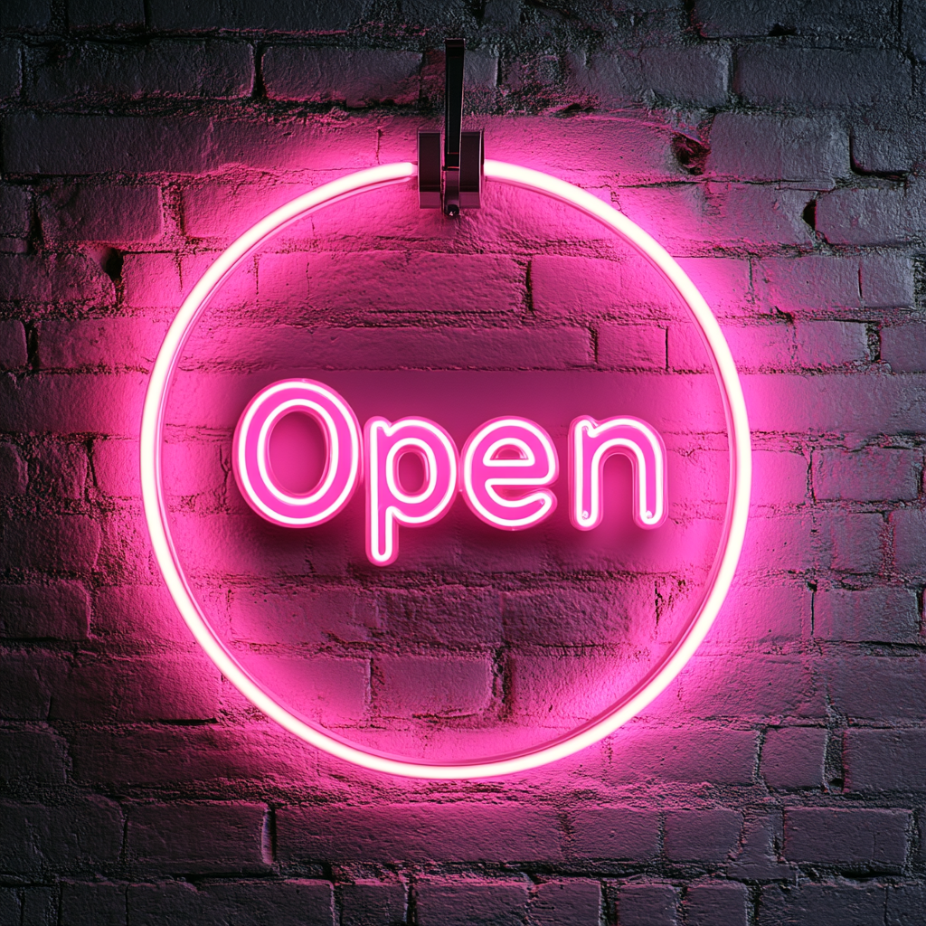 Open - Pink Neon Sign, 24 Inches