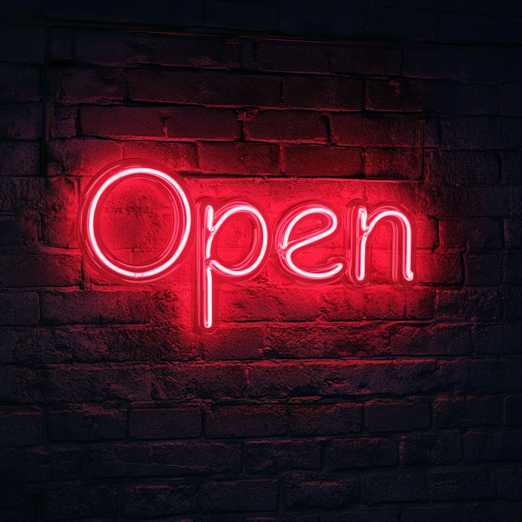 Open - Red Neon Sign, 18 Inches