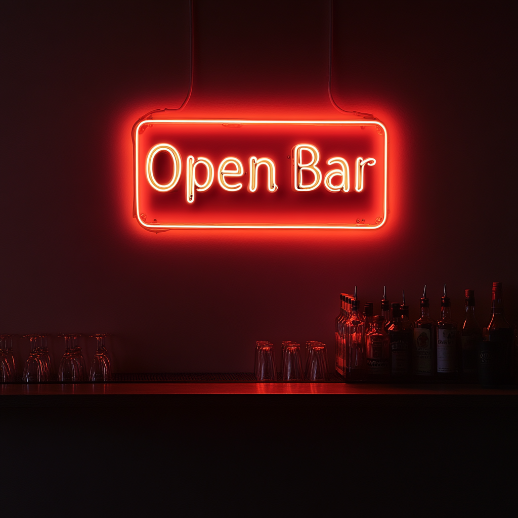 "Open Bar" - Red Neon Sign, 24 Inches