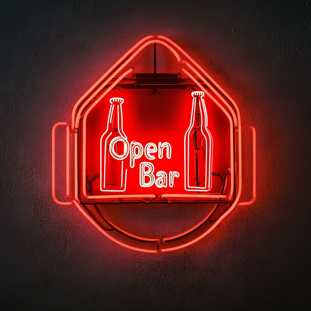 "Open Bar" - Red Neon Sign, 24 Inches