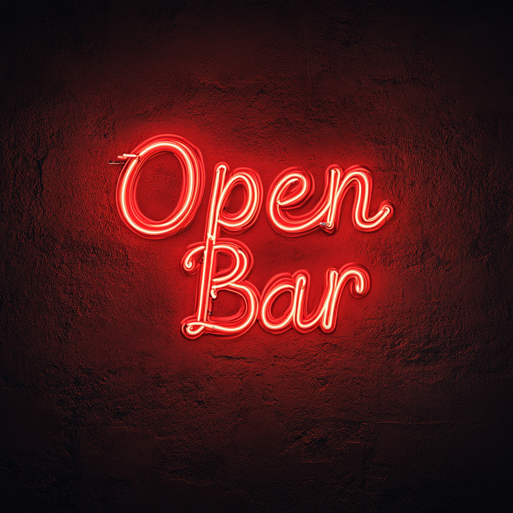 "Open Bar" - Red Neon Sign, 24 Inches