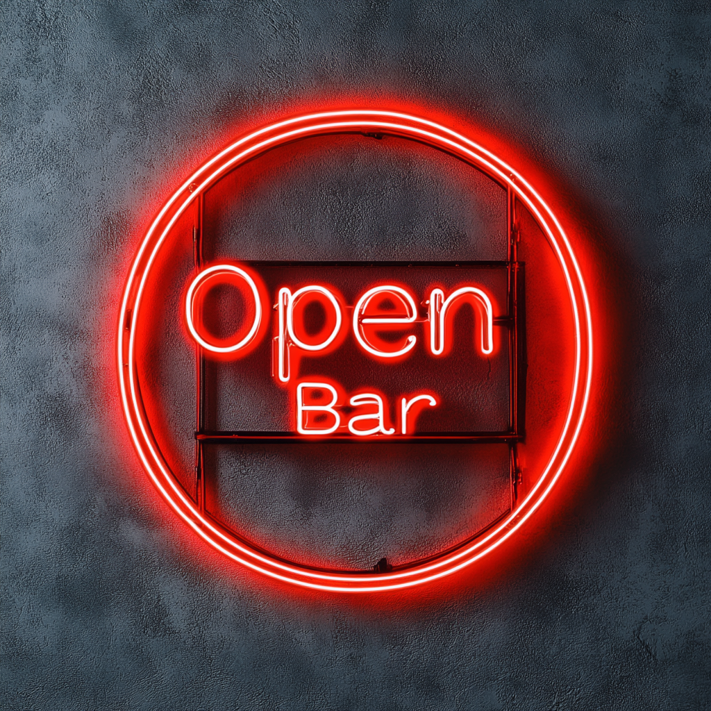 "Open Bar" - Red Neon Sign, 24 Inches
