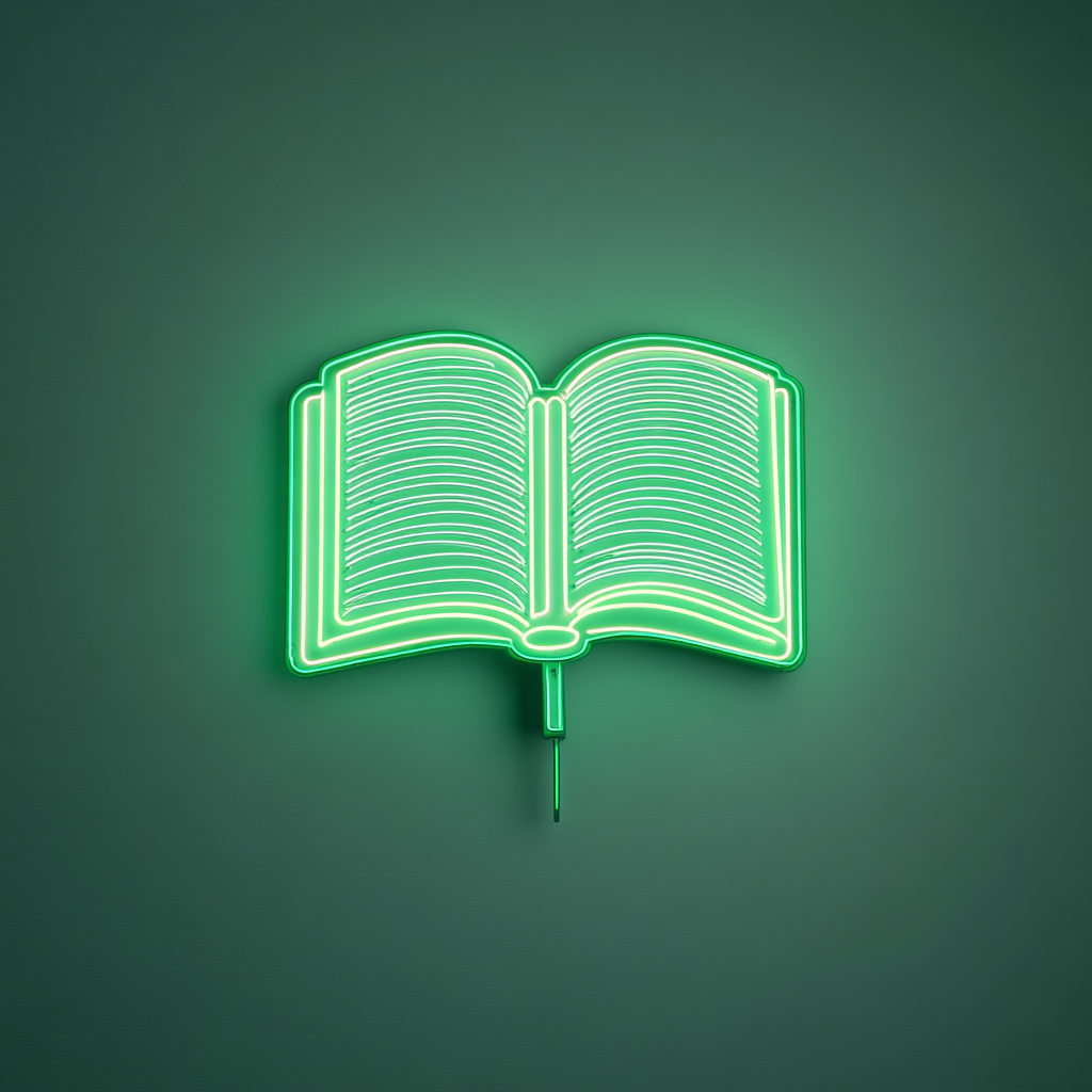 Open Book - Green Neon Sign, 24 Inches