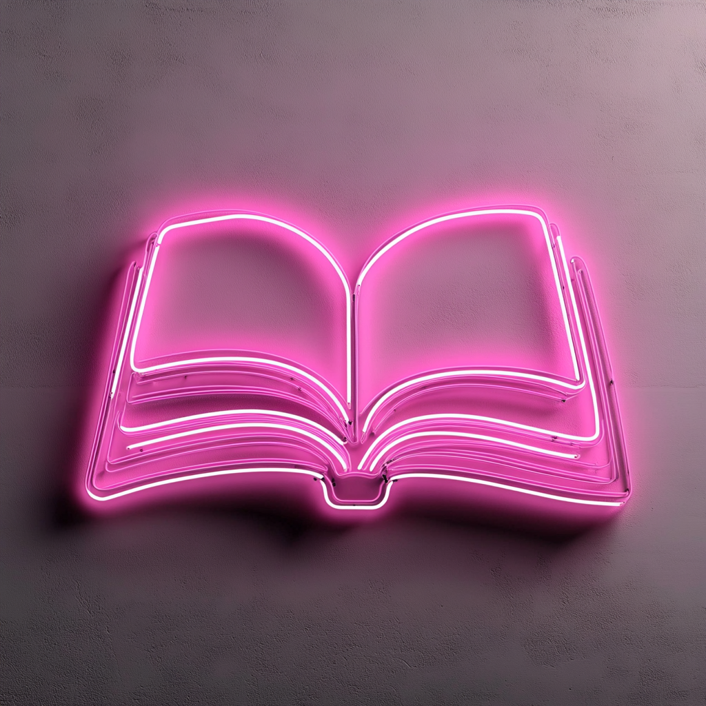 Open Book - Pink Neon Sign, 18 Inches