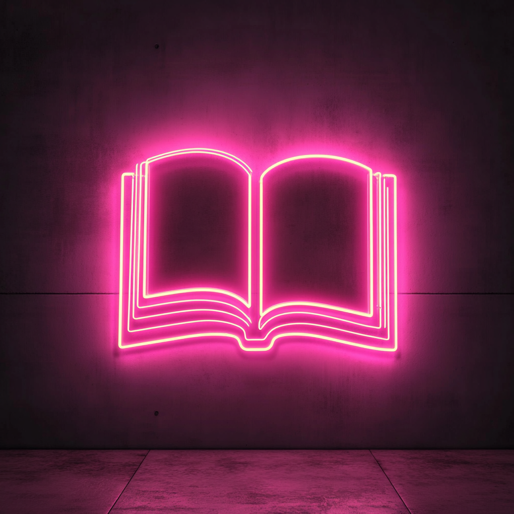 Open Book - Pink Neon Sign, 24 Inches