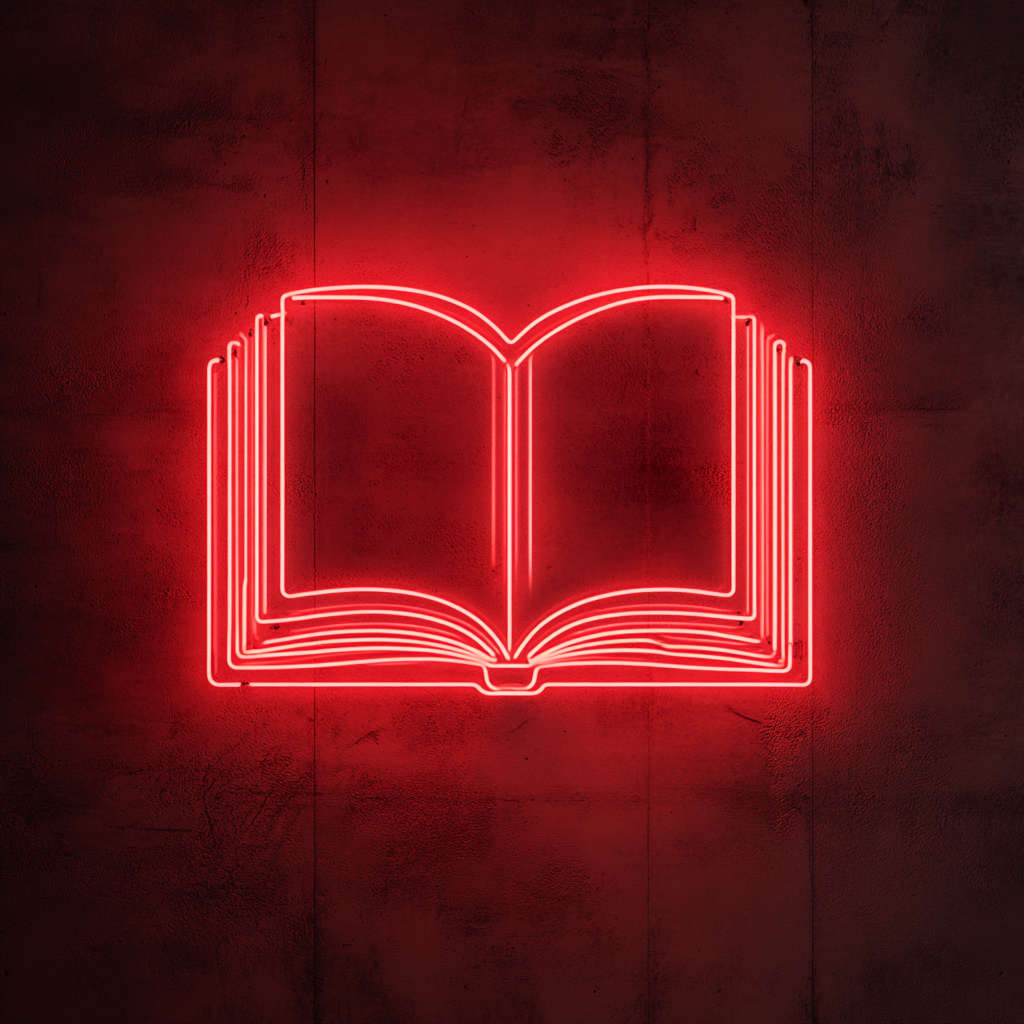 Open Book - Red Neon Sign, 24 Inches